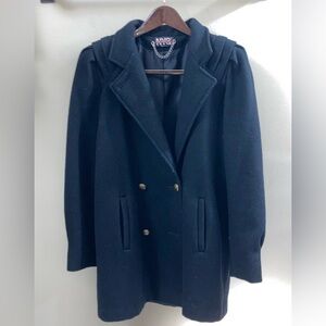 Vintage NYC New York Girl Navy Coat Heavy Winter Cold City Size 8